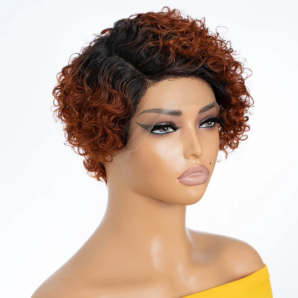 Natural Black Pixie Cut Wig | Short Curly Bob 13x1 Lace Front Human Hair (Pre-Plucked)