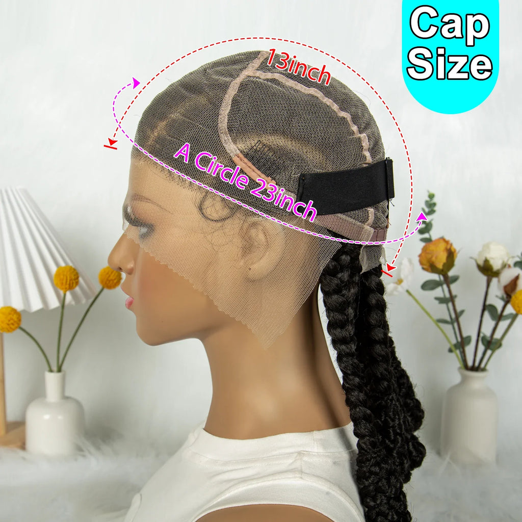 KIMA Cornrow Box Braided Full Lace Wig with Baby Hair | Synthetic Braids Wig for Africa Women & Men