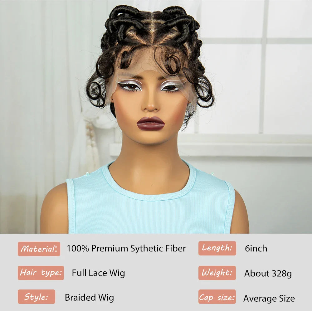 Ginger Orange Bantu Knotless Braids Wig | Full Lace | Baby Hair