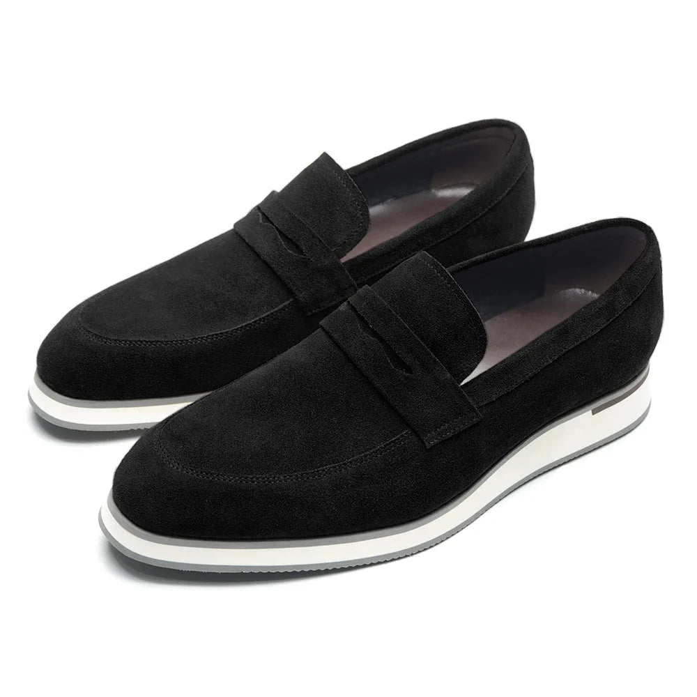 Classic Luxury Men's Cow Suede Penny Loafers | Genuine Leather Slip-on Casual Business & Social Flats