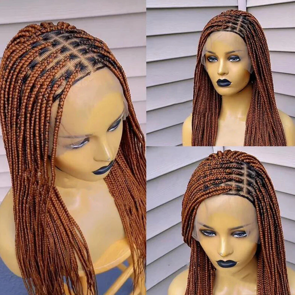 Ready-to-Ship 28" Center Part Box Braids Wig | 13x4 Lace Front | Middle Part | Kanekalon