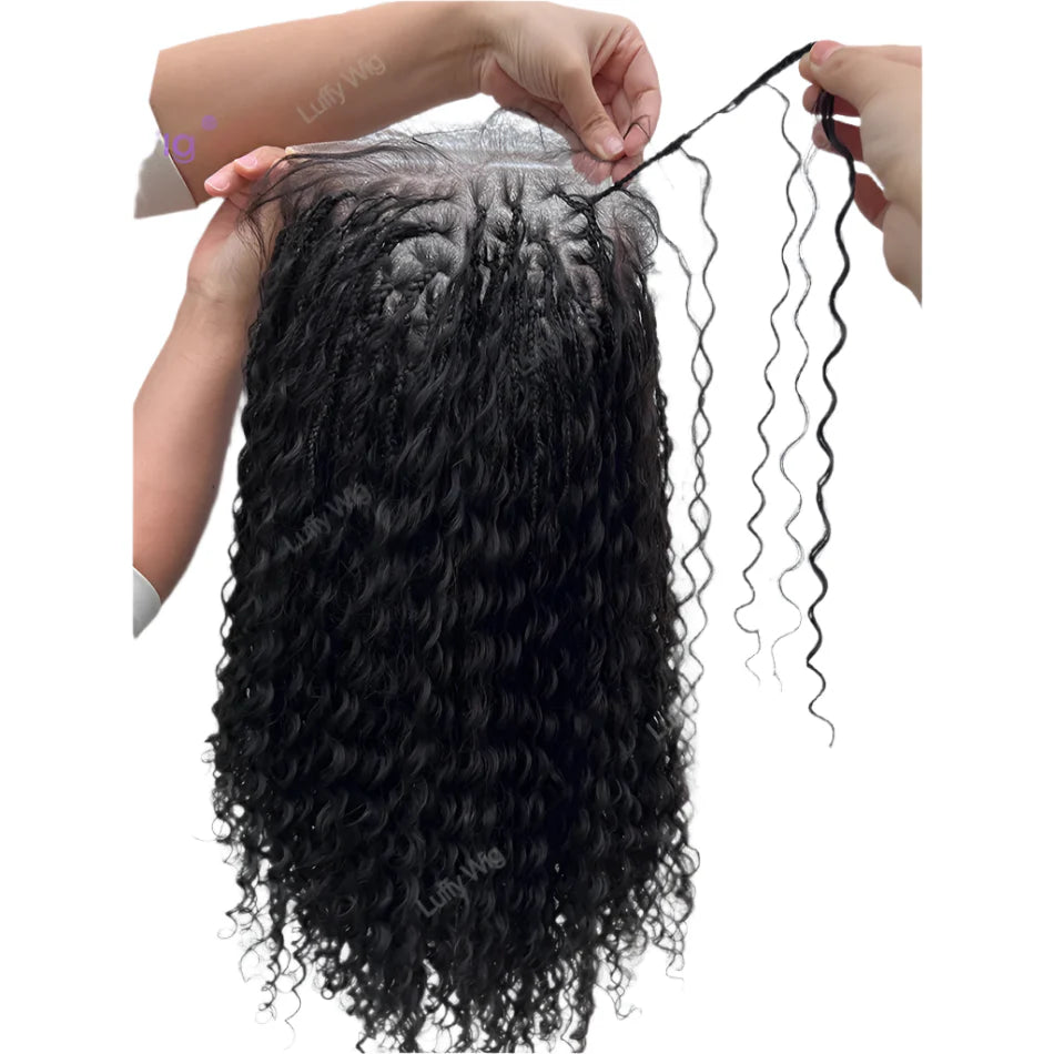 Pre-Braided HD Full Lace Wig | Brazilian Remy Hair | Boho Box Braids | 250% Density | Transparent Lace