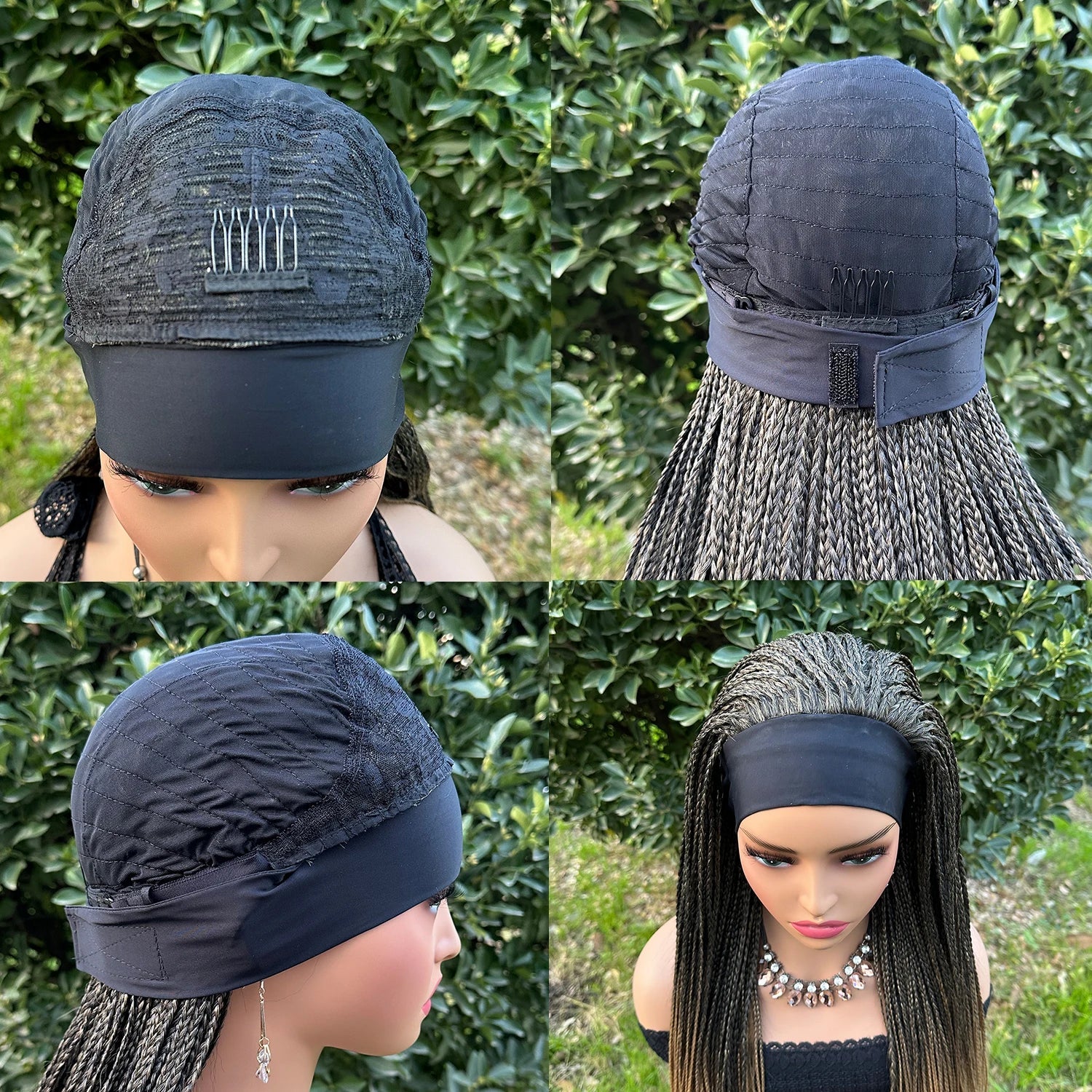 Headband Box Braids Wig | Ombre Brown | Long Braided Dreadlock Wig | Synthetic Hair | Cosplay & Daily Use