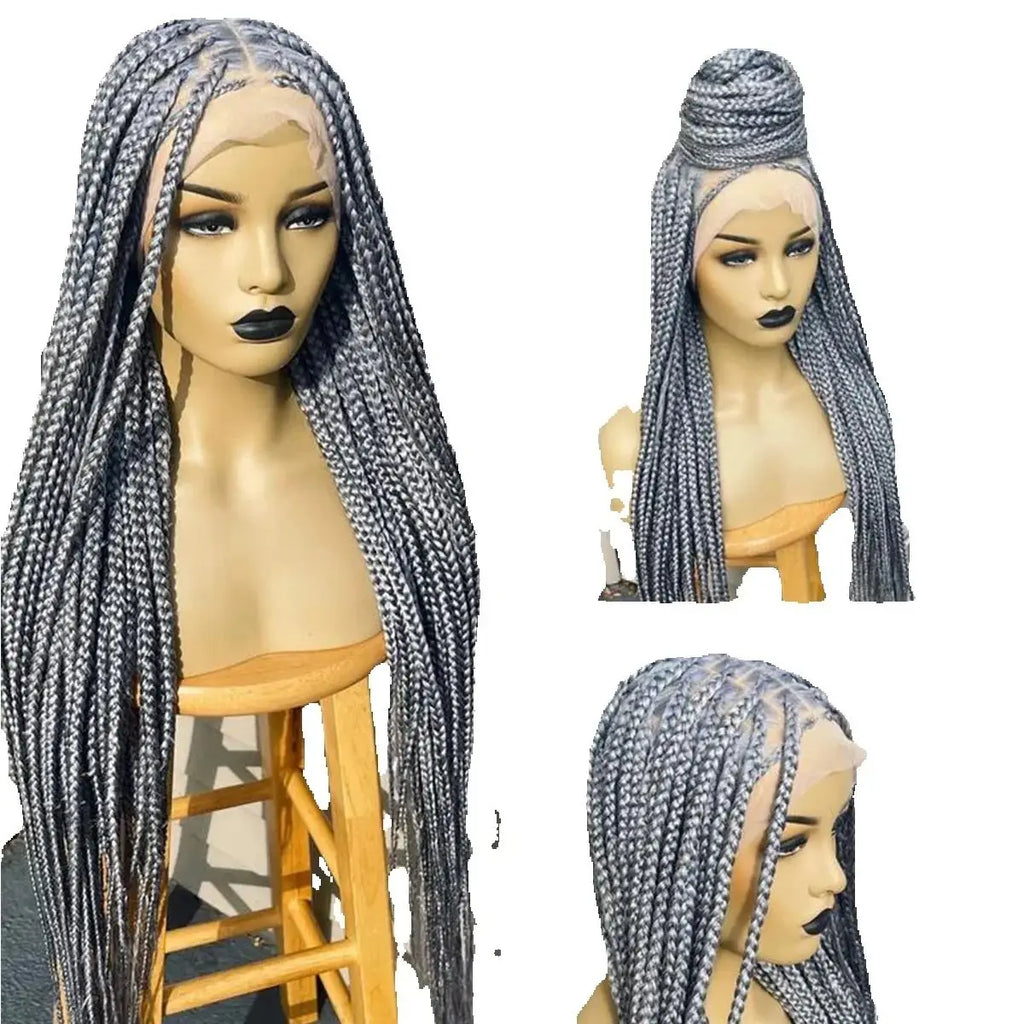 Ready-to-Ship 28" Center Part Box Braids Wig | 13x4 Lace Front | Middle Part | Kanekalon