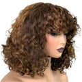 Rebecca Highlight Kinky Jerry Curly Wig | 200% Density Human Hair with Bangs