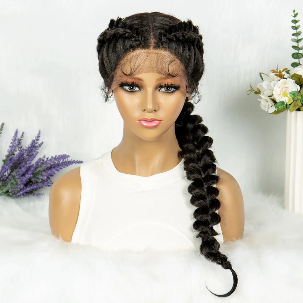 KIMA Dutch Braids Wig | 13x4 Lace Front | Kinky Curly Edges | Baby Hair