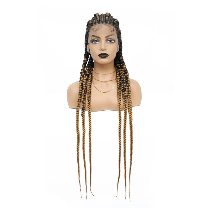 36" Jumbo Knotless Box Braids Wig | Incoo Full Lace Cornrow Wig | Transparent Lace | African Braided Hair