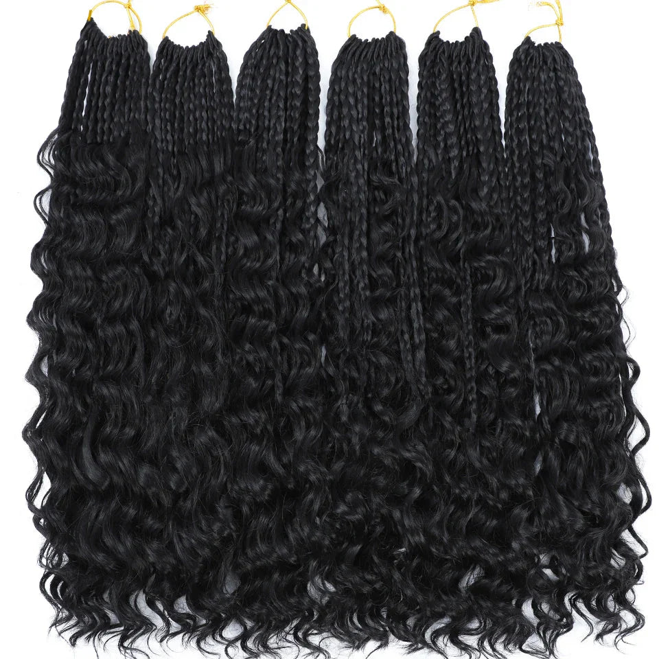 Ombre Goddess Box Braids Crochet Hair with Curly Ends | 14 Inch | 1-6 Packs