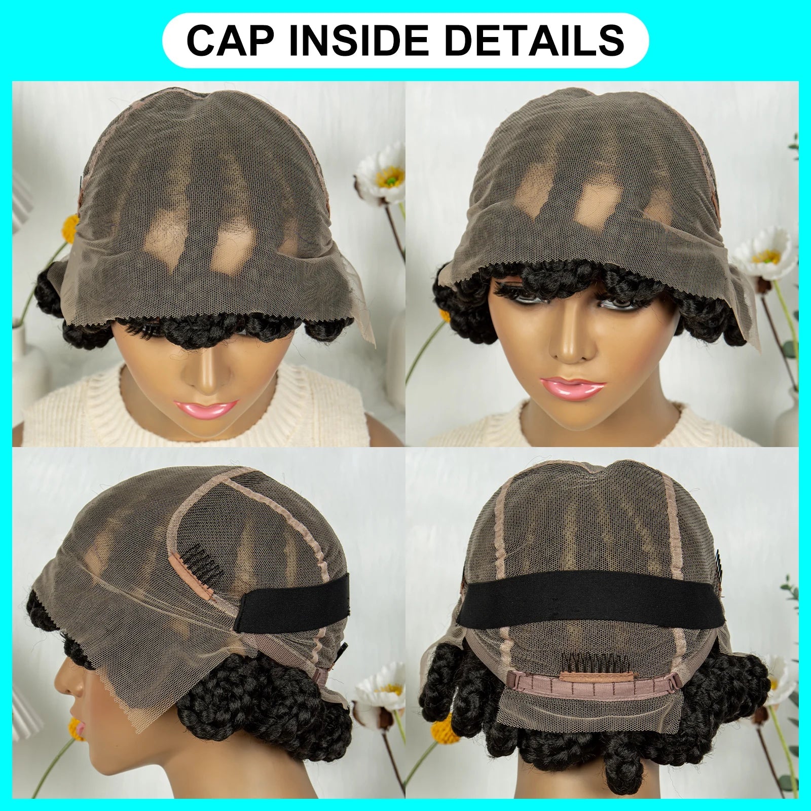 Short Bantu Knot Braided Wig | Full Lace | Synthetic Hair | Baby Hairs | Transparent Lace | Cute Braids Wig for Women