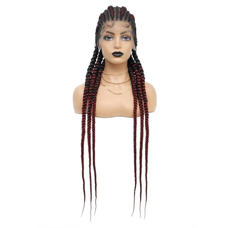 36" Jumbo Knotless Box Braids Wig | Incoo Full Lace Cornrow Wig | Transparent Lace | African Braided Hair