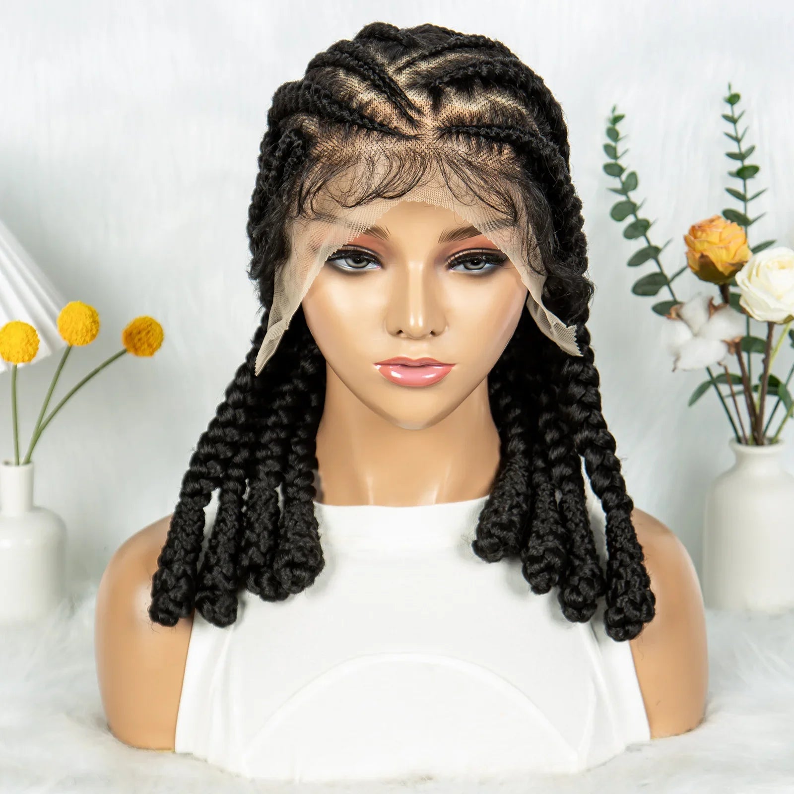 Cornrow & Bantu Knots Braided Wig | Stitch Braids | Full Lace | Synthetic Hair | Kima Wigs