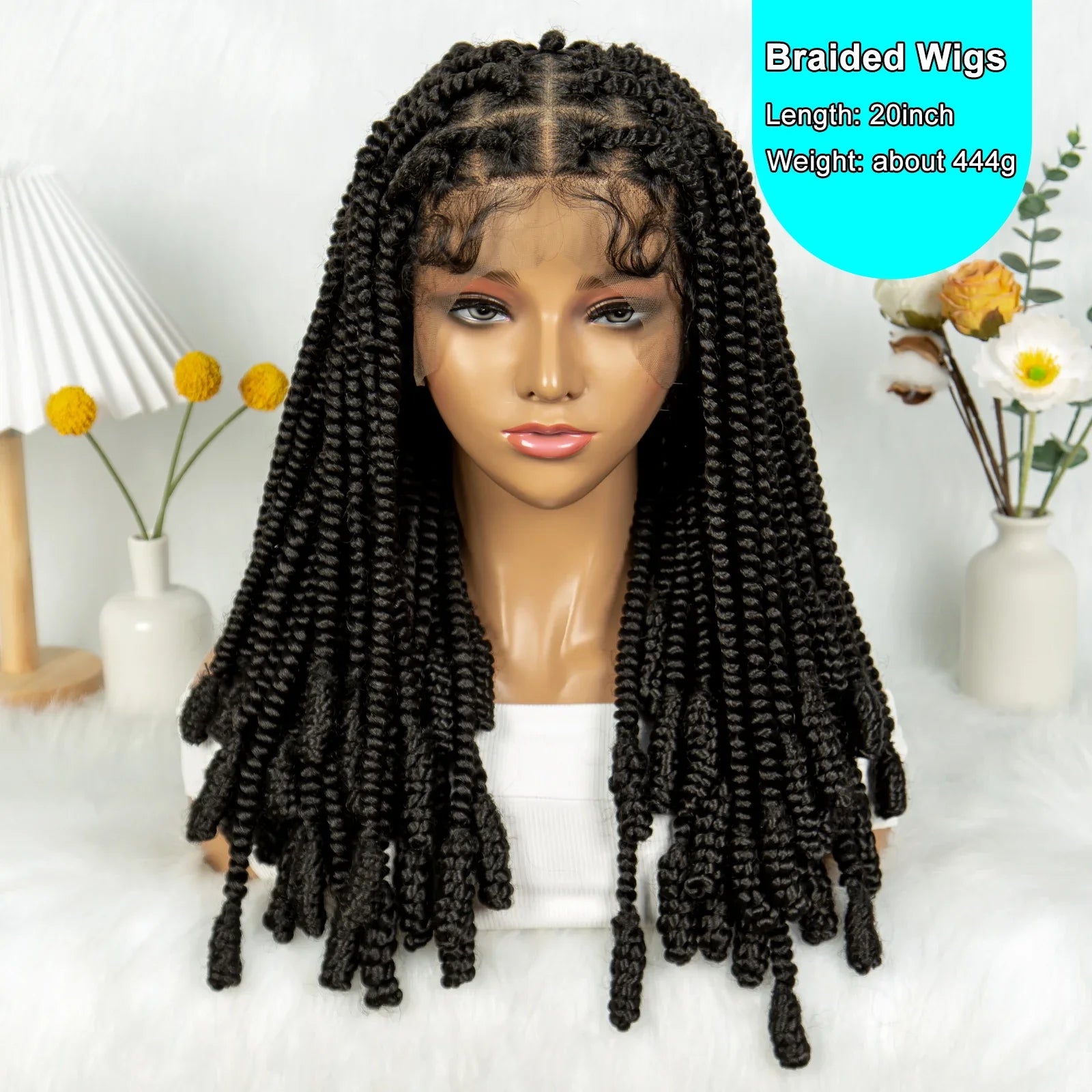 KIMA Short Box Braids Wig with Bantu Tips | Full Lace Crochet Twists