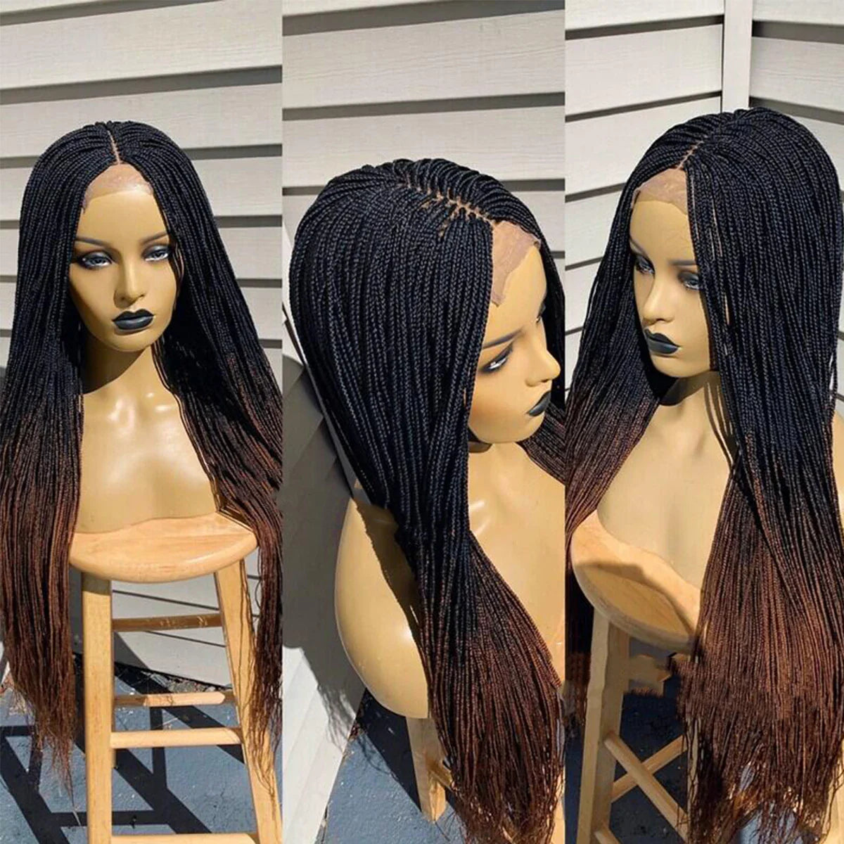 Ready-to-Ship 28" Center Part Box Braids Wig | 13x4 Lace Front | Middle Part | Kanekalon