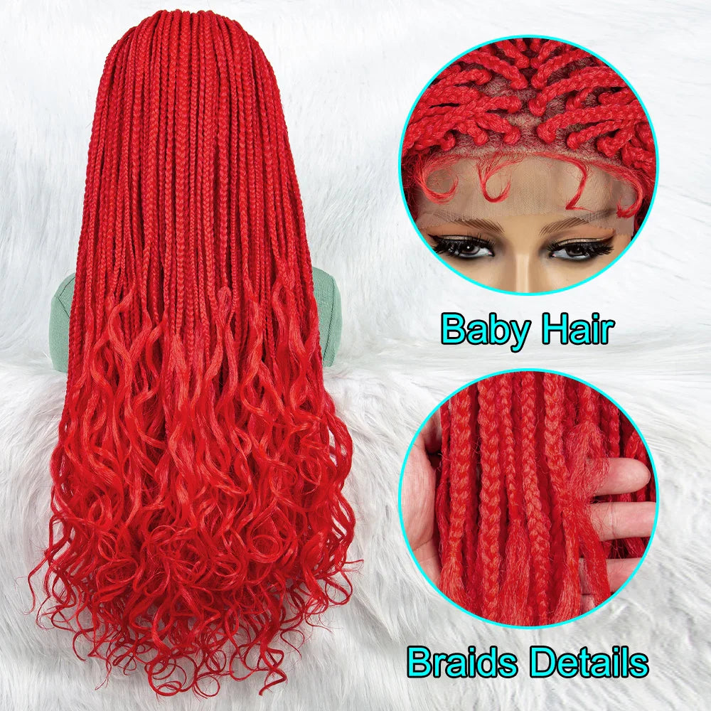 New HD Curly Goddess Box Braids Wig | Transparent Full Lace
