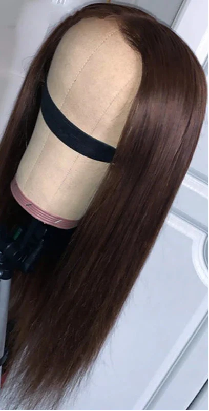 Dark Brown & Ginger Blonde Straight Wig | 13x4 Transparent Lace Front Peruvian Human Hair (Pre-Plucked)