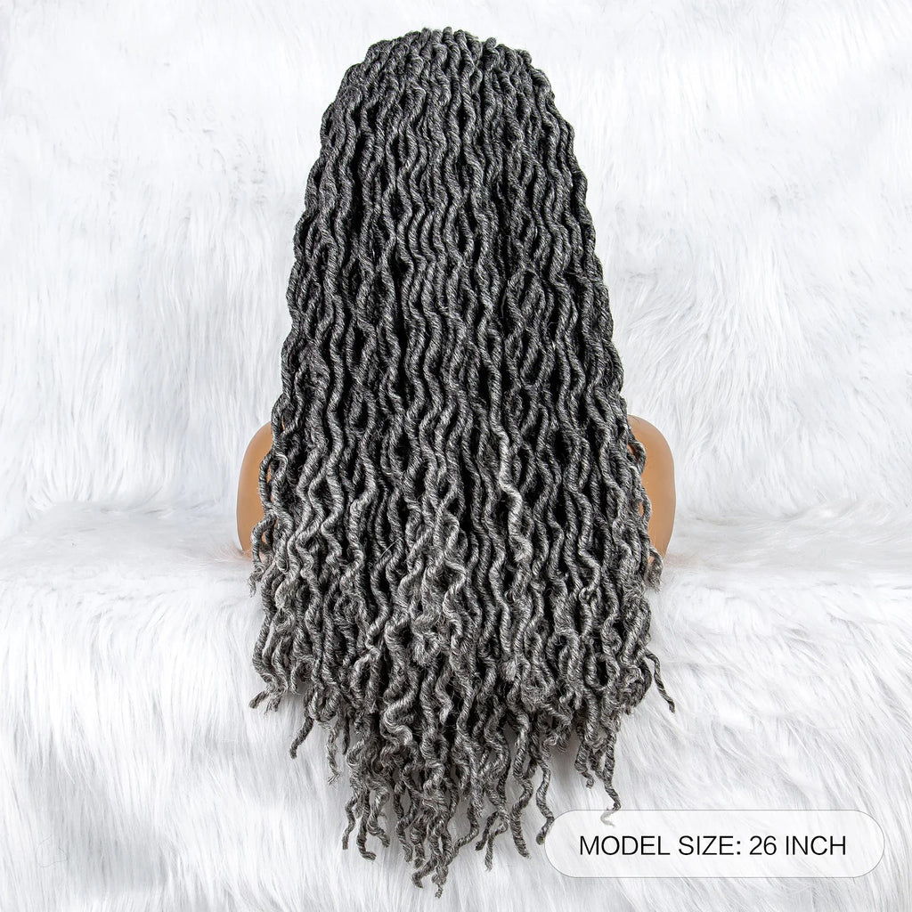 Knotless Box Braided Wig with Curly Ends & Baby Hair | Synthetic Lace Front Wig for Black Women