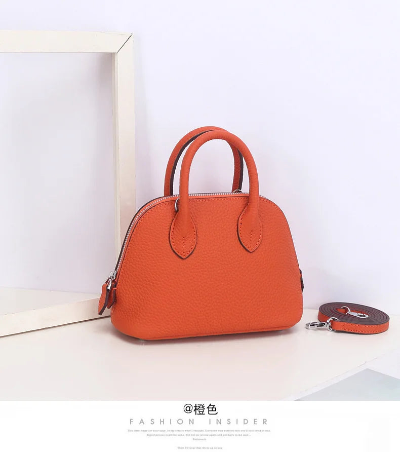 Shell Bag Women's Messenger Bag | Cow Leather Simple Shoulder Bag & Fashion Ladies Classic Handbag (Small Mobile Phone Crossbody Bag)