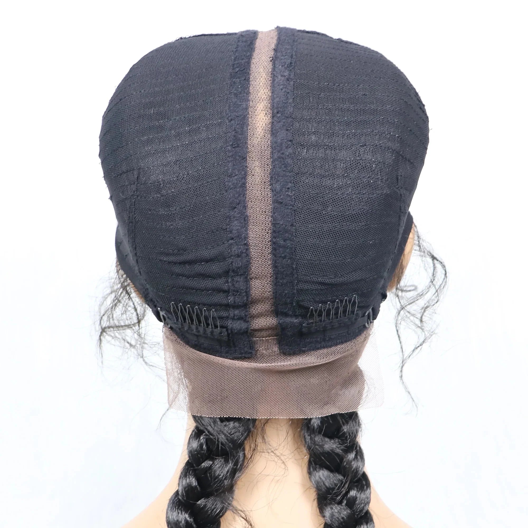 Handmade Double Dutch Cornrow Braided Wig | Natural Black Lace Front | Baby Hair | Kanekalon Synthetic Wig for Women