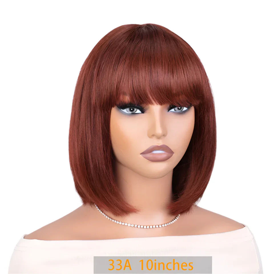 "Put On & Go" Straight Bob Wig | Easy Wear Human Hair with Bangs & Realistic Scalp