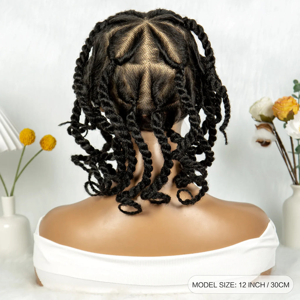 Handmade Bantu Knotless Braids Full Lace Wig | Baby Hair | Synthetic Braided Lace Frontal Wig