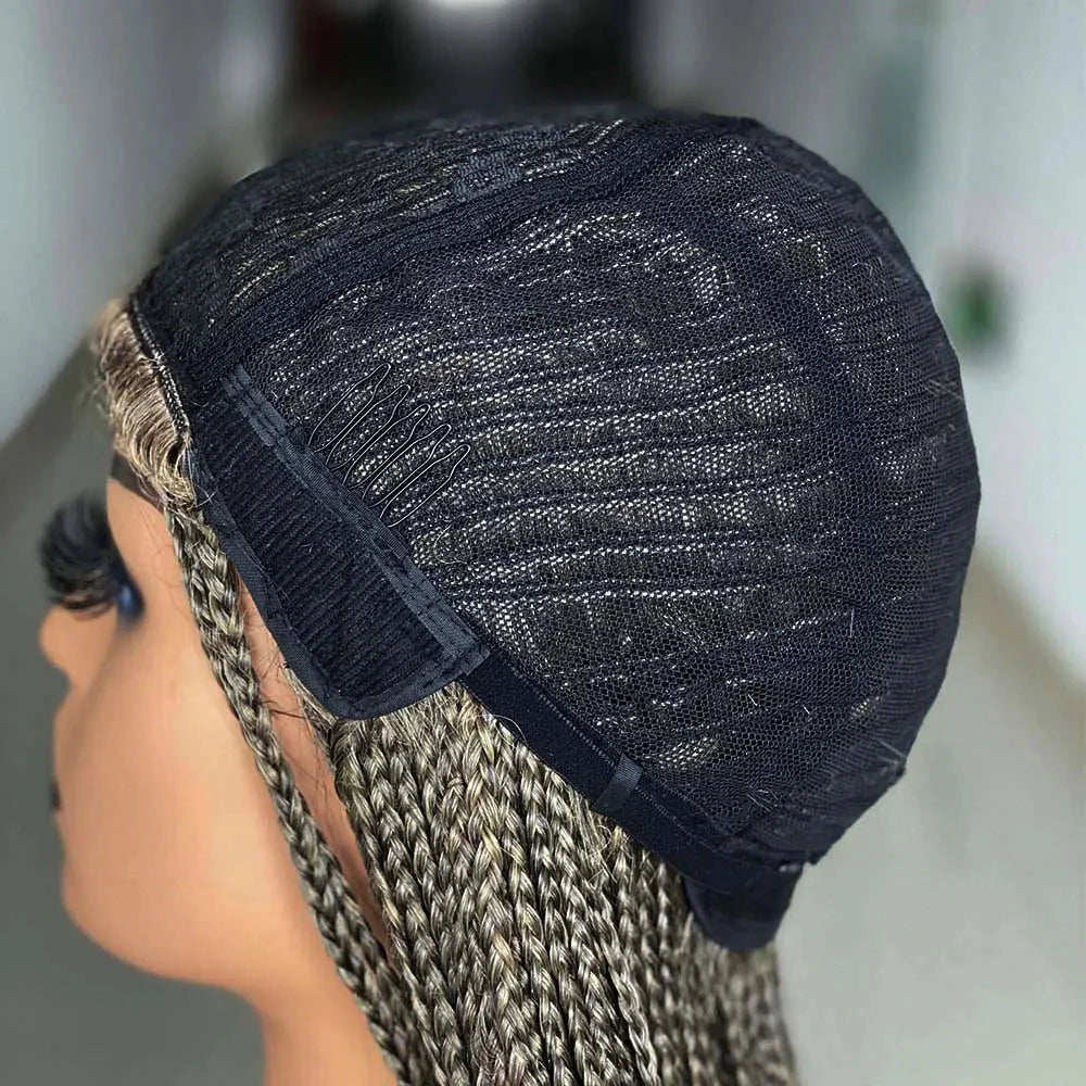 Ombre Box Braided Wig | Fake Scalp | 26"+ Long Straight Braids | Synthetic Braiding Hair | Cosplay & Daily Use