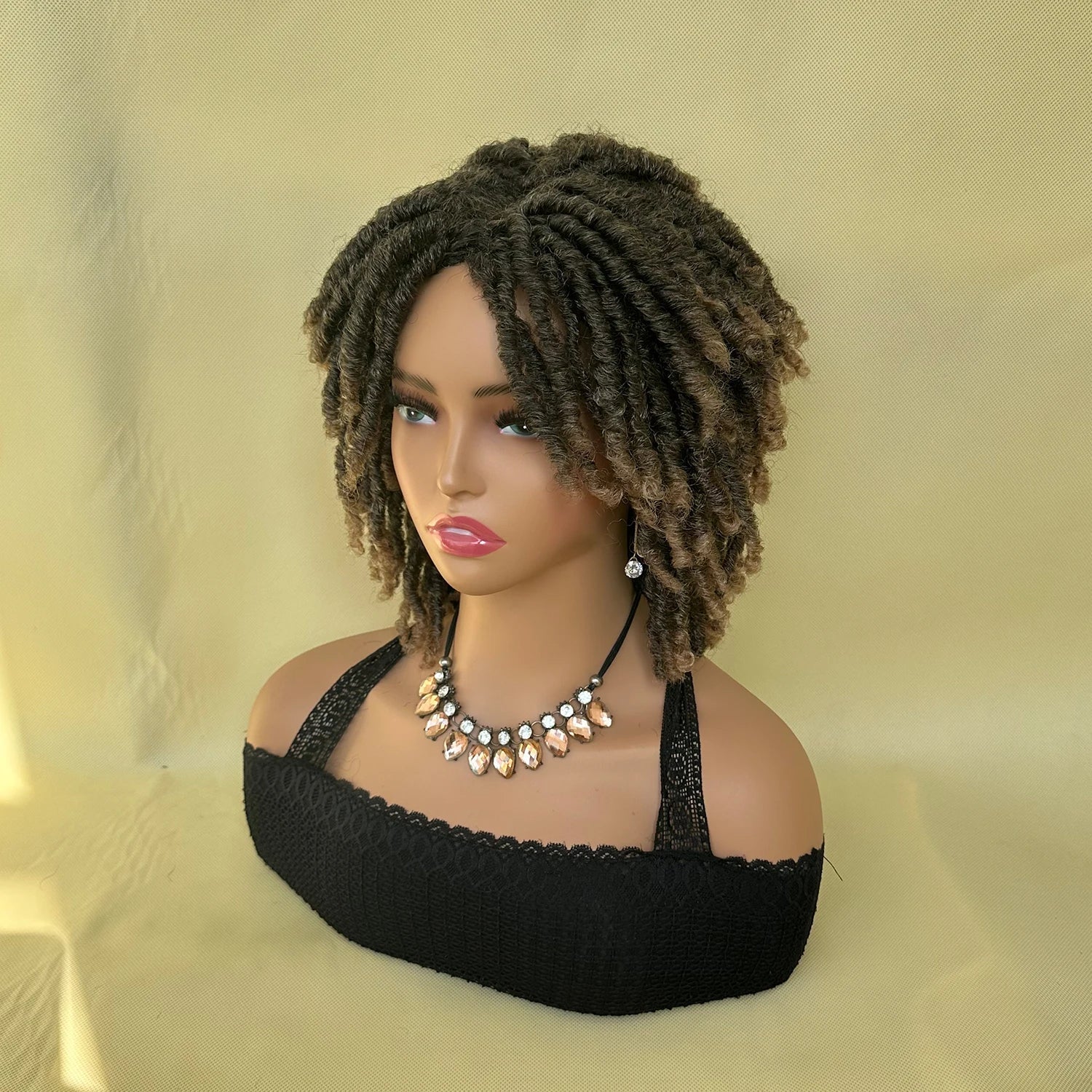 Afro Bob Faux Locs Wig | Crochet Twist Braids | Short Dreadlocks Wig | Synthetic Braided Wig