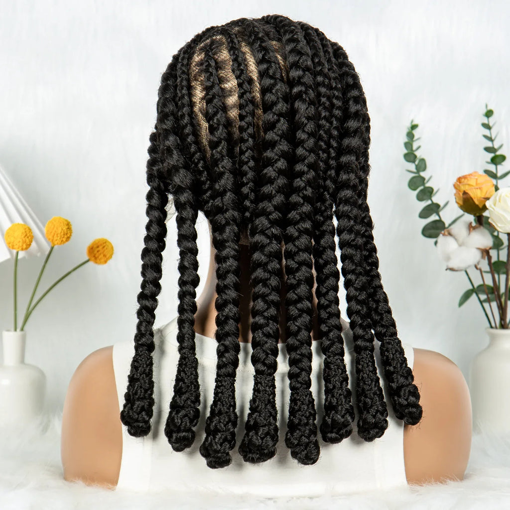 Cornrow & Bantu Knots Braided Wig | Stitch Braids | Full Lace | Synthetic Hair | Kima Wigs