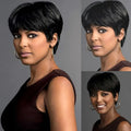Short Pixie Cut Bob Human Hair Wig | Straight Remy Hair | Ready-to-Wear Machine Made