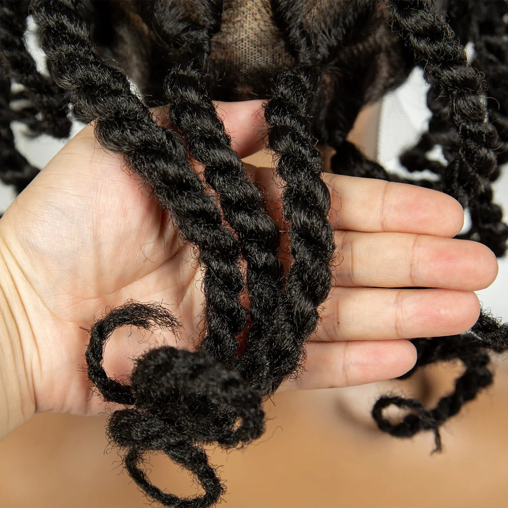 Handmade Bantu Knotless Braids Full Lace Wig | Baby Hair | Synthetic Braided Lace Frontal Wig