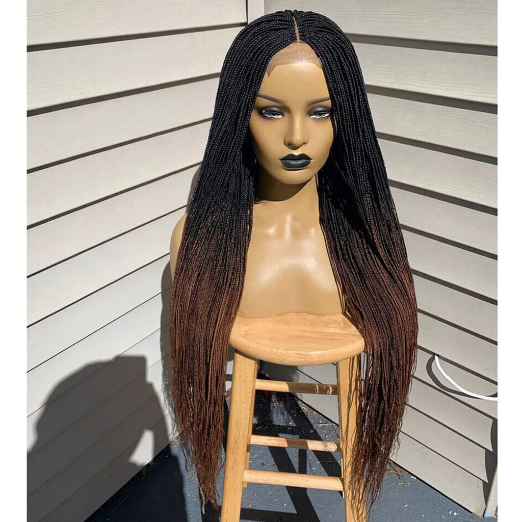 Ready-to-Ship 28" Center Part Box Braids Wig | 13x4 Lace Front | Middle Part | Kanekalon