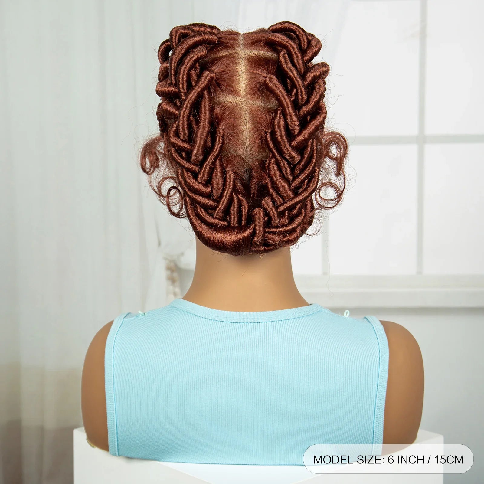 Ginger Orange Bantu Knotless Braids Wig | Full Lace | Baby Hair