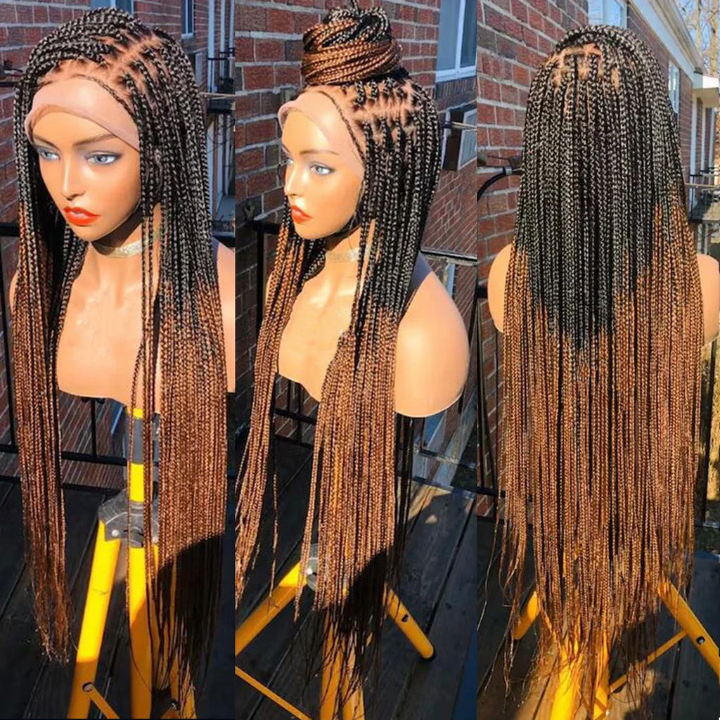 Ready-to-Ship 28" Center Part Box Braids Wig | 13x4 Lace Front | Middle Part | Kanekalon