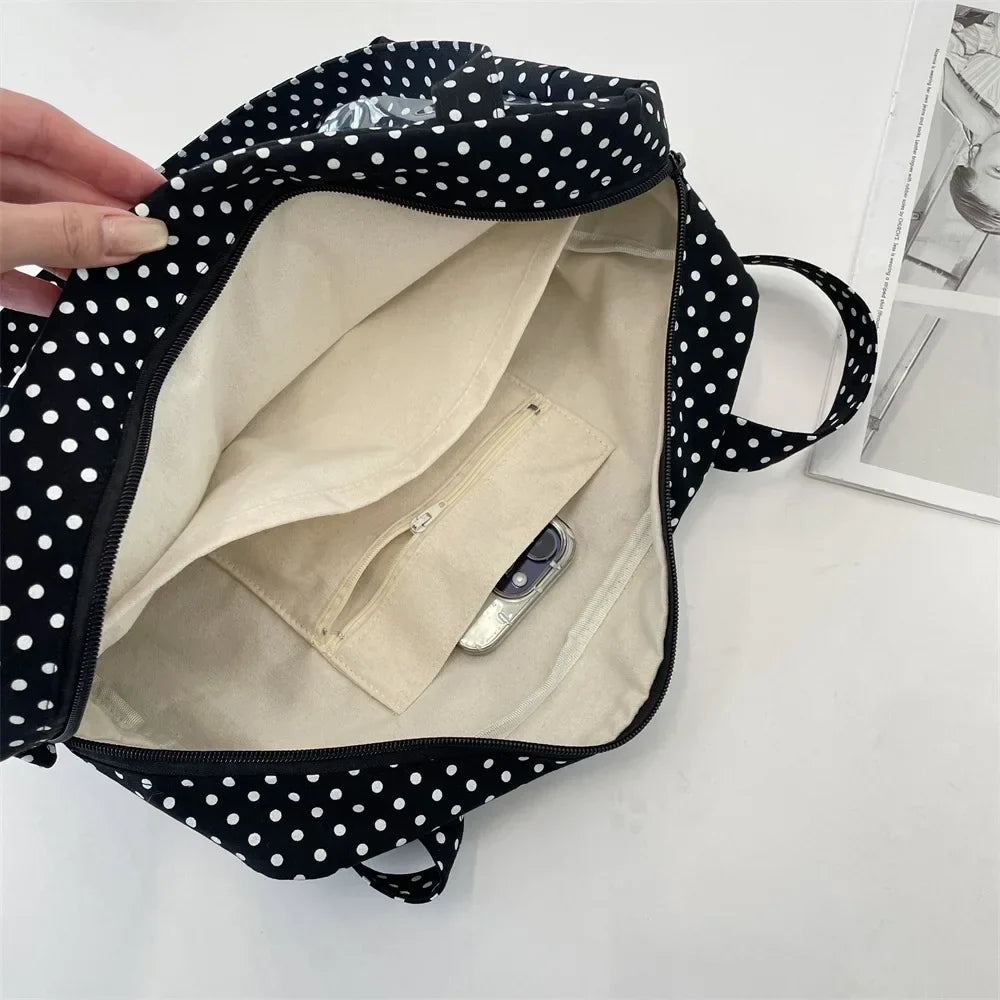 Y2K Ulzzang Ita Bag for Women | Trendy Polka Dot Canvas Shoulder & Underarm Tote (Transparent Pocket, Youth Fashion)