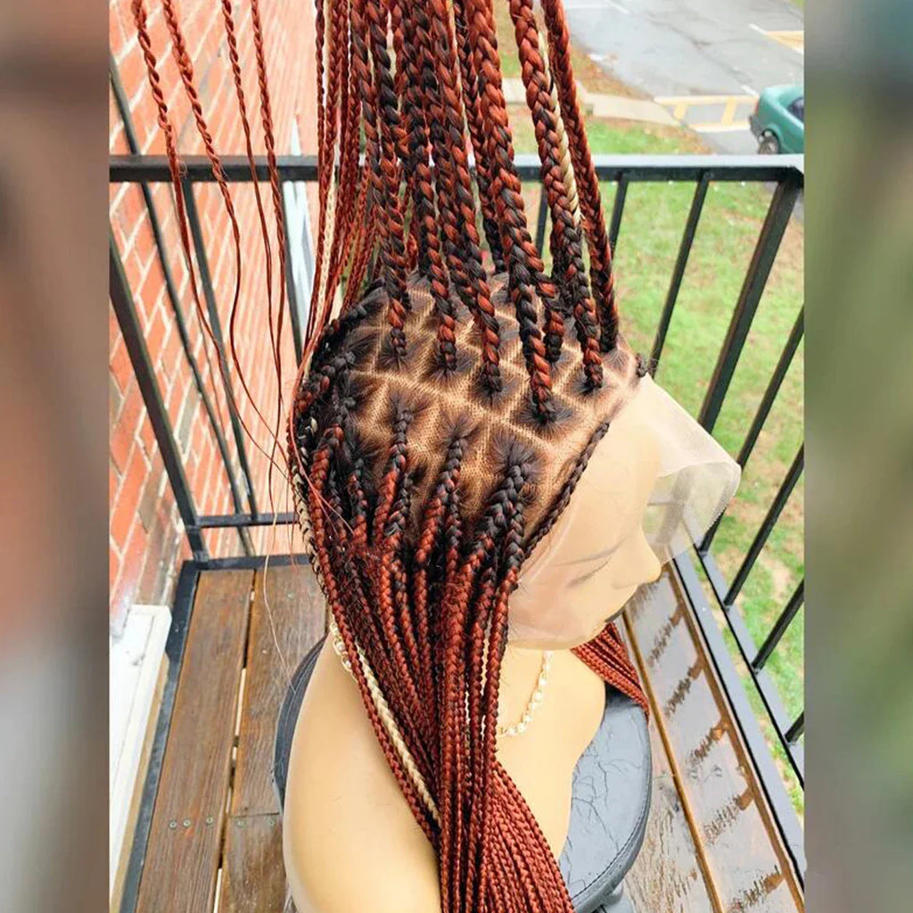 Ready-to-Ship 28" Center Part Box Braids Wig | 13x4 Lace Front | Middle Part | Kanekalon