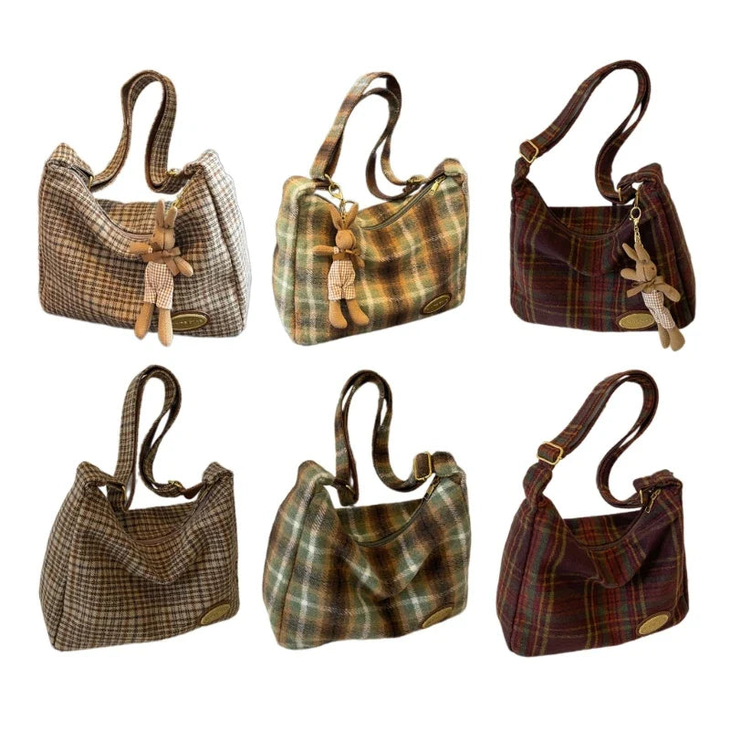 Trendy Plaid Crossbody Bag | Elegant & Practical Vintage Shoulder Handbag for Women (Soft Polyester for Everyday Use)