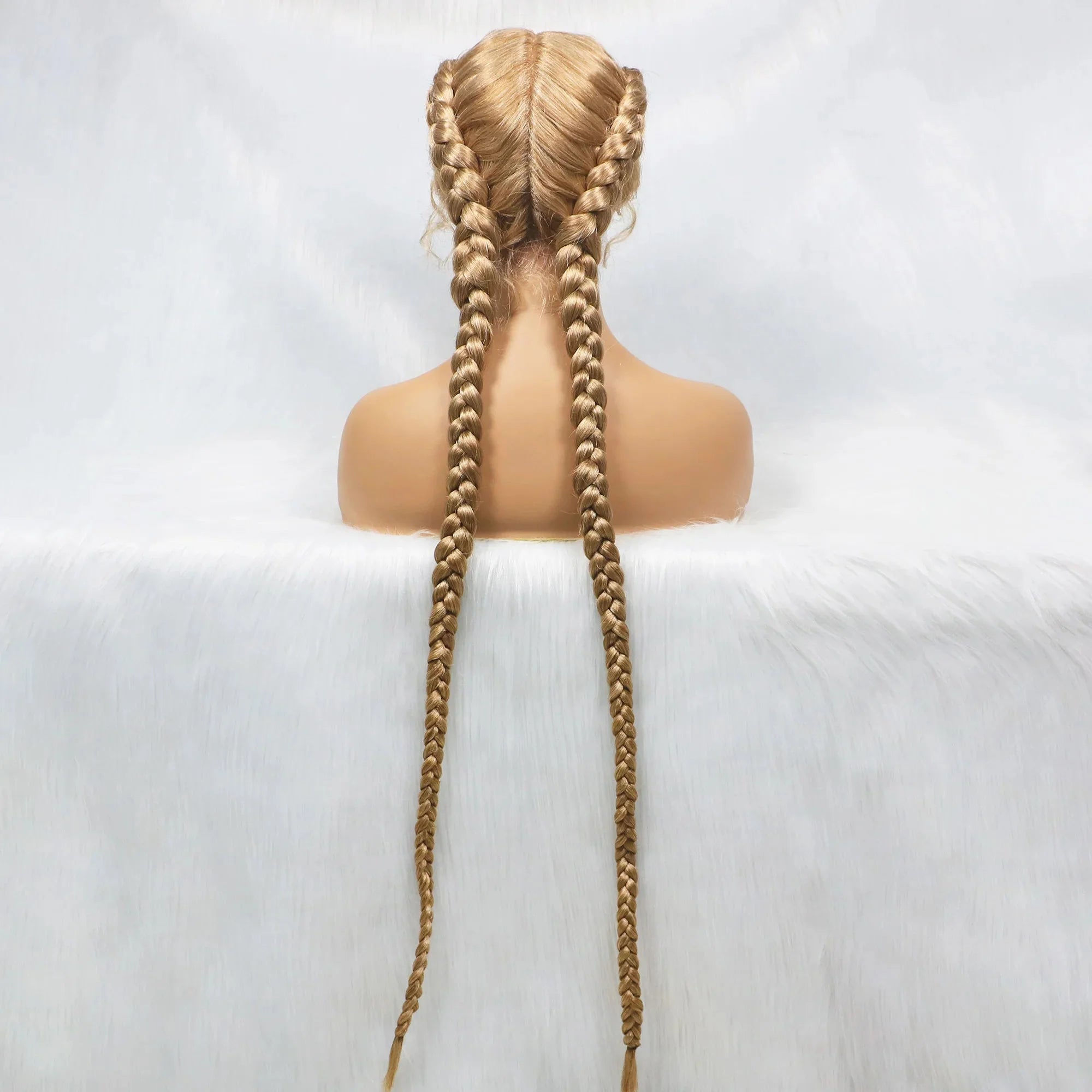 Handmade Double Dutch Cornrow Braided Wig | Natural Black Lace Front | Baby Hair | Kanekalon Synthetic Wig for Women