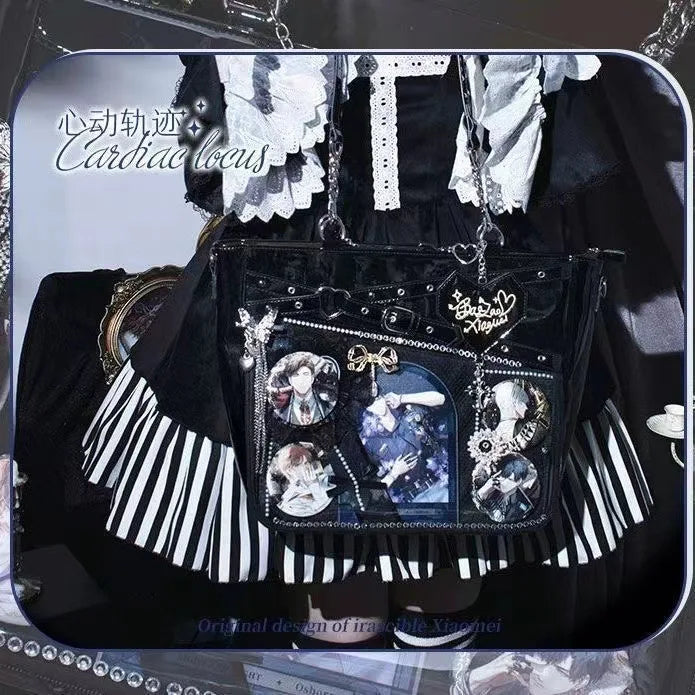 New Original Spicy Girl Cool Ita Bag | Large Capacity Transparent Pain Layer Crossbody Bag with Love Chain (Ulzzang Shoulder Bag)