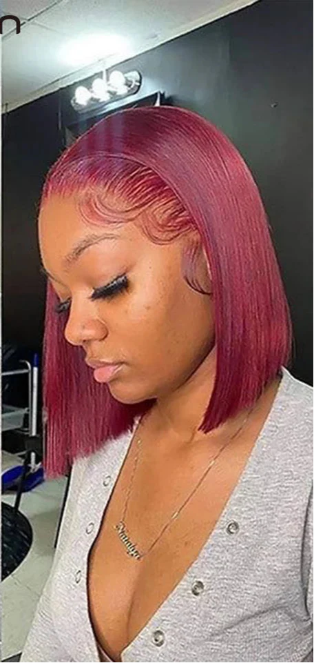 Rebecca #33 Reddish Brown Bob Wig | 13x6x1 T-Part Peruvian Remy Human Hair