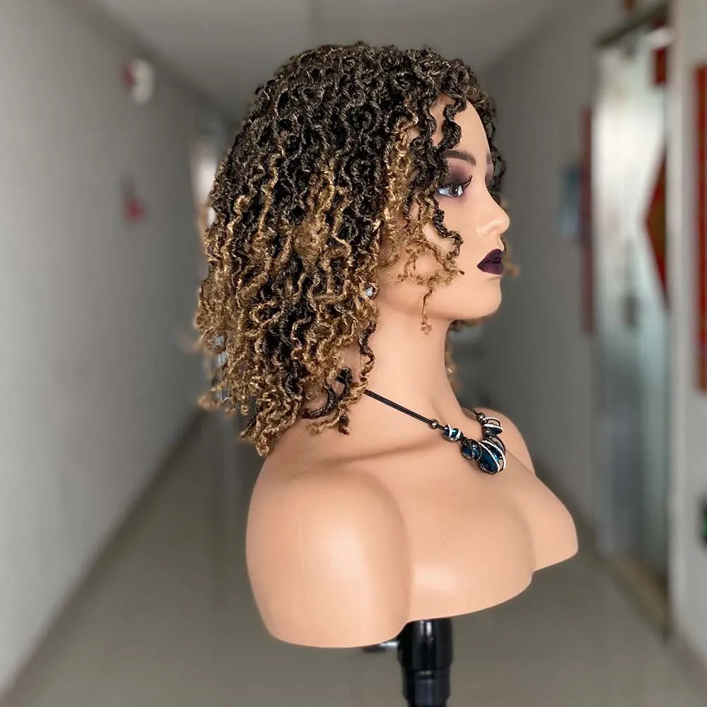 Short Braided Wig | Faux Locs Wig | Goddess Locs Wig | Afro Braids | Synthetic Dreadlock Wig