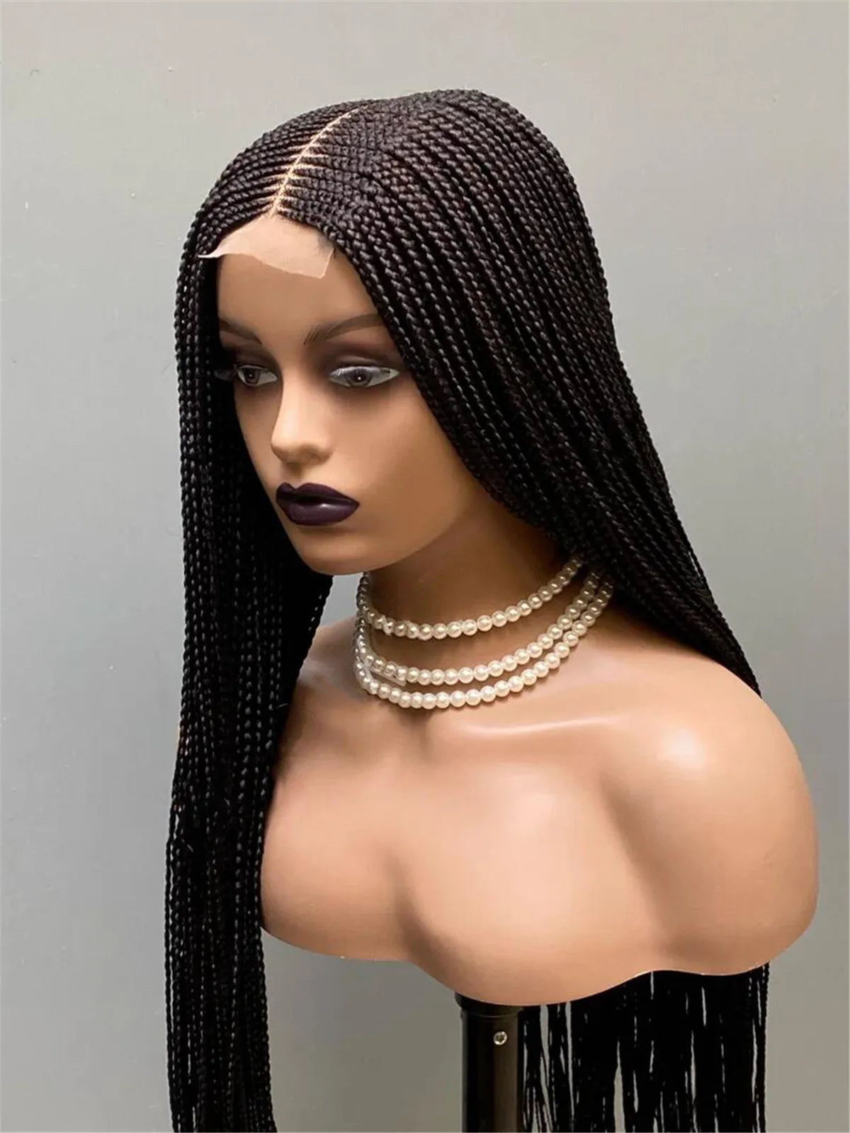 Ready-to-Ship 28" Center Part Box Braids Wig | 13x4 Lace Front | Middle Part | Kanekalon