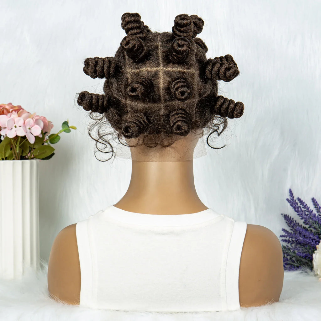 KIMA Bantu Knot Knotless Box Braids Wig | 350# Blonde Braided Bun Full Lace Wig for Black Women