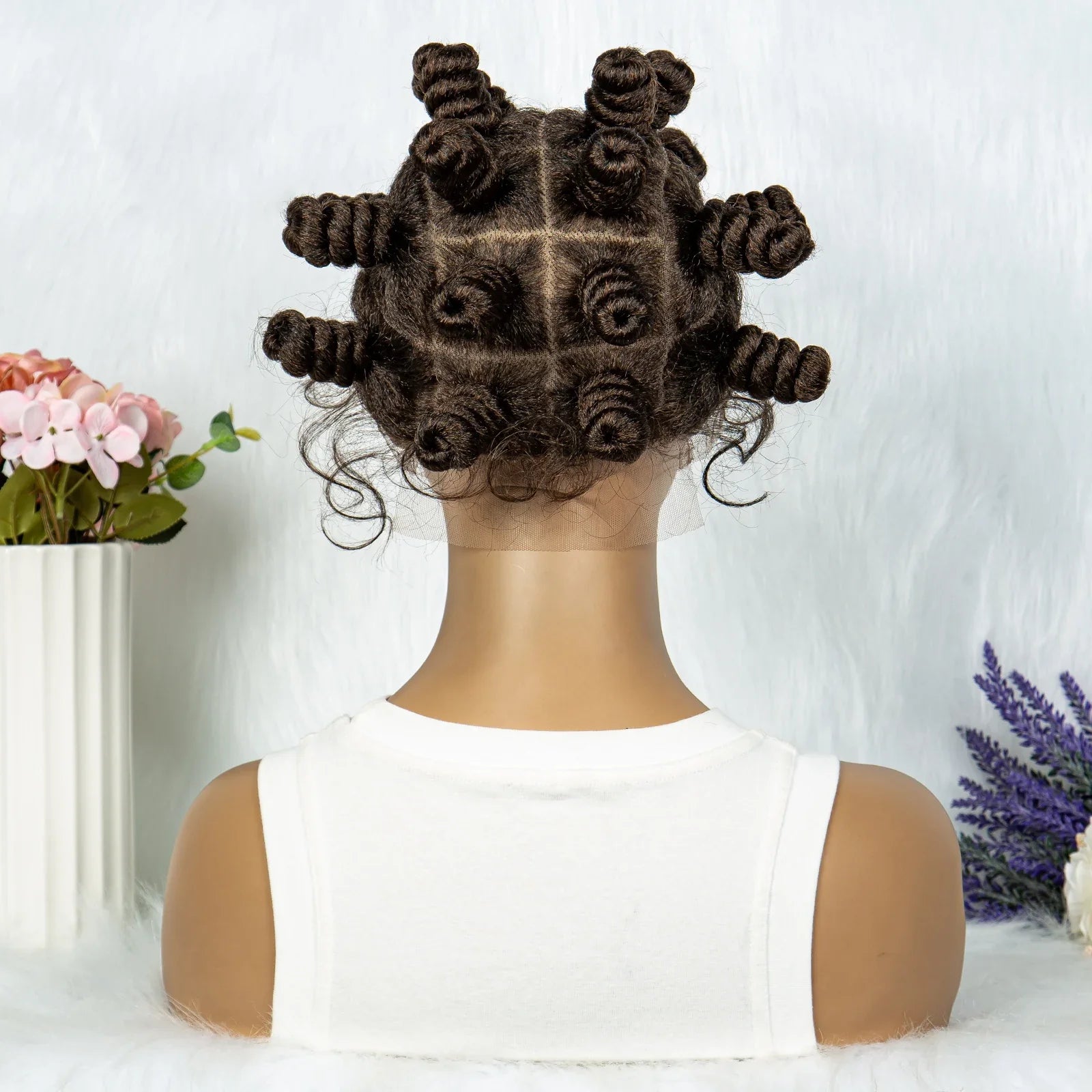 KIMA Bantu Knot Knotless Box Braids Wig | 350# Blonde Braided Bun Full Lace Wig for Black Women