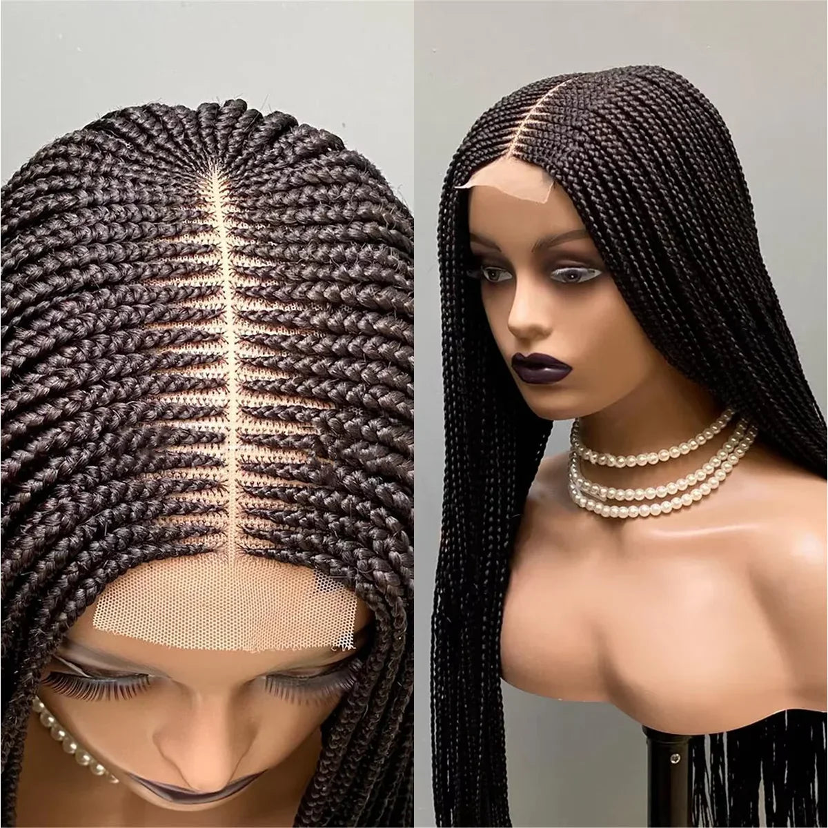 Ready-to-Ship 28" Center Part Box Braids Wig | 13x4 Lace Front | Middle Part | Kanekalon