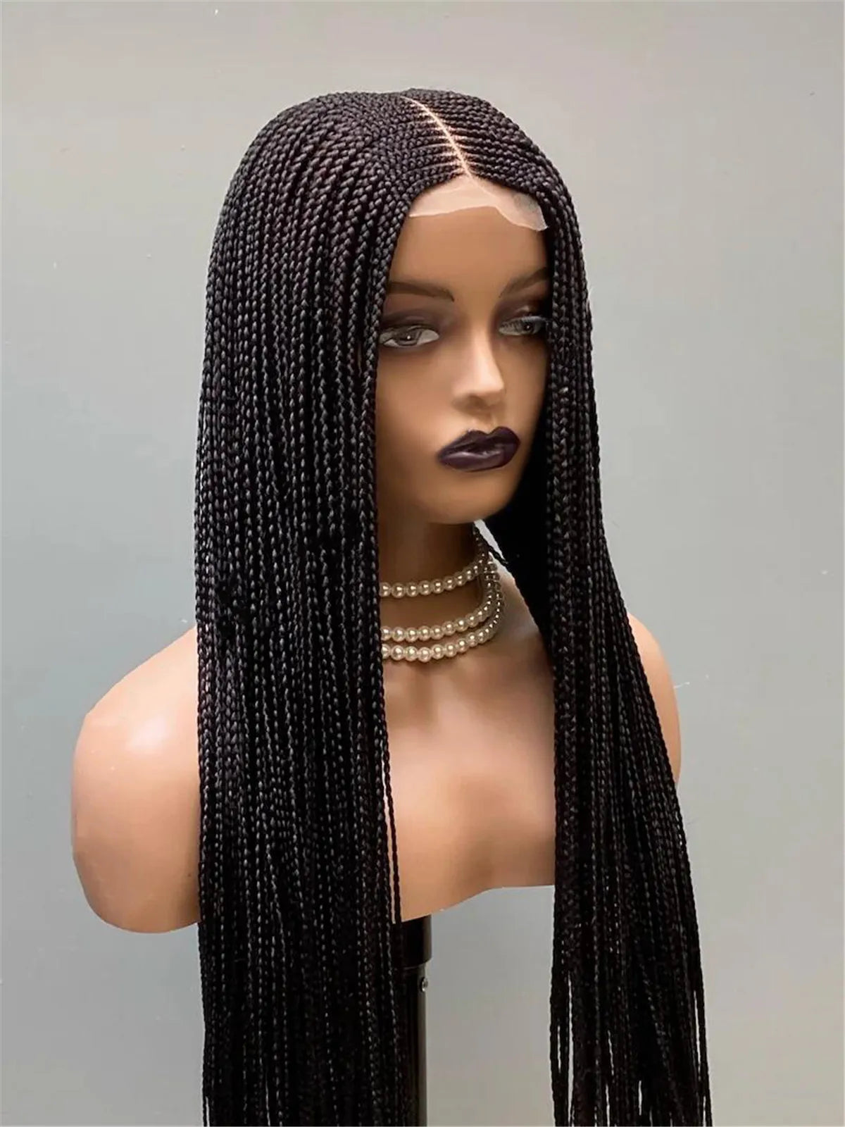 Ready-to-Ship 28" Center Part Box Braids Wig | 13x4 Lace Front | Middle Part | Kanekalon