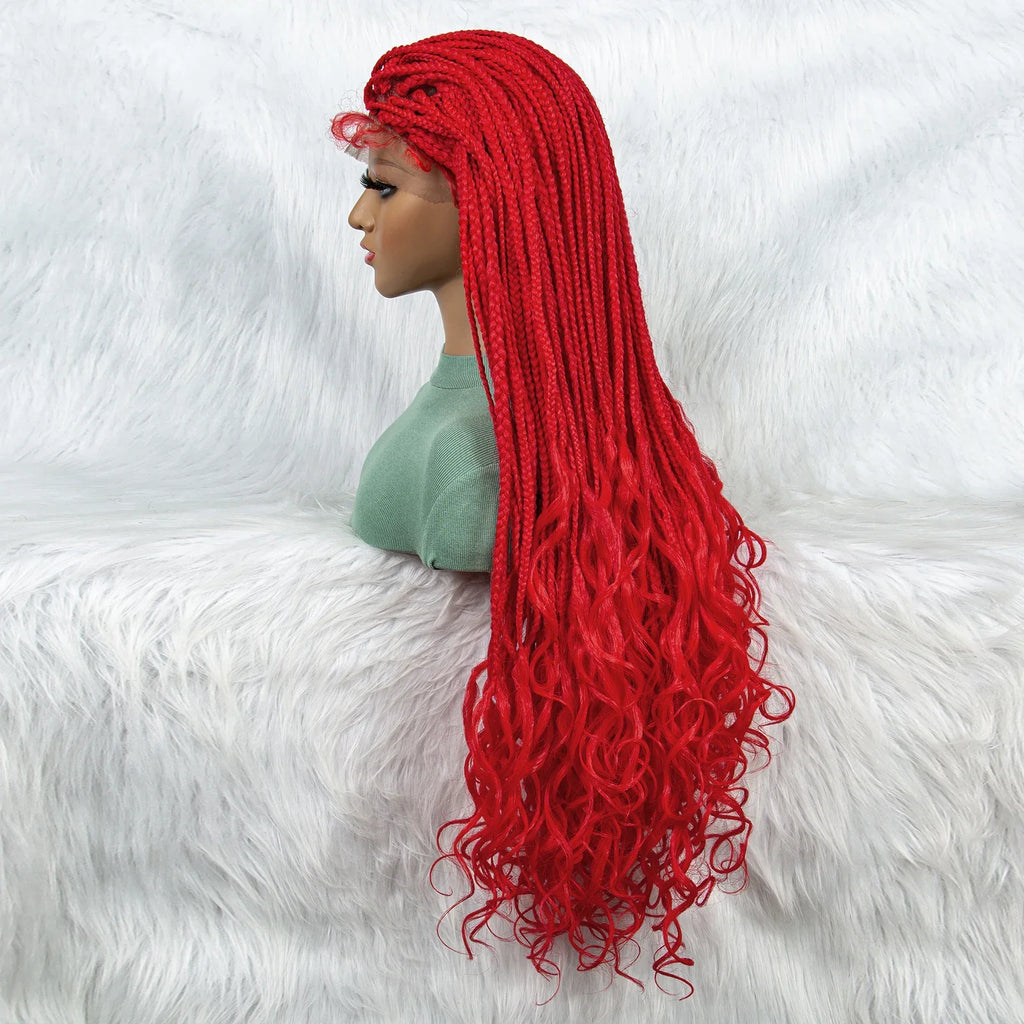 New HD Curly Goddess Box Braids Wig | Transparent Full Lace