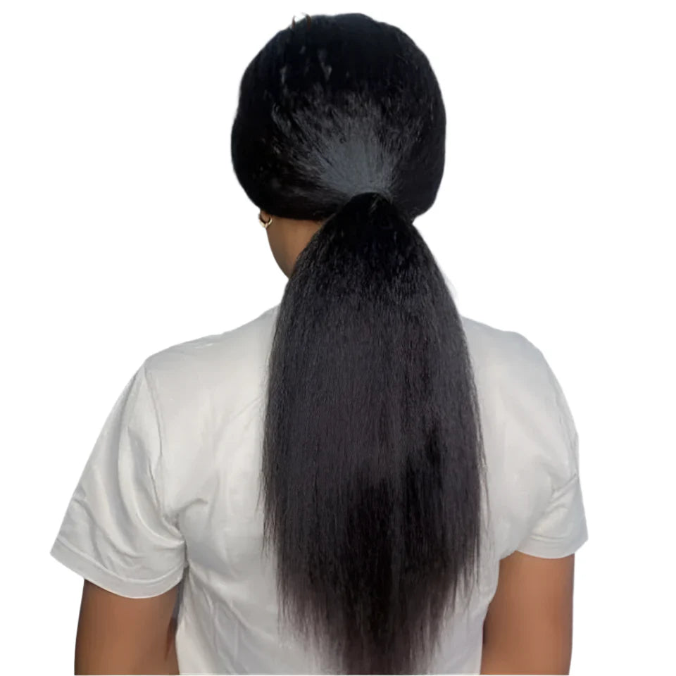 Kinky Straight U-Part Wig | Black & Brown Human Hair for Seamless Blend