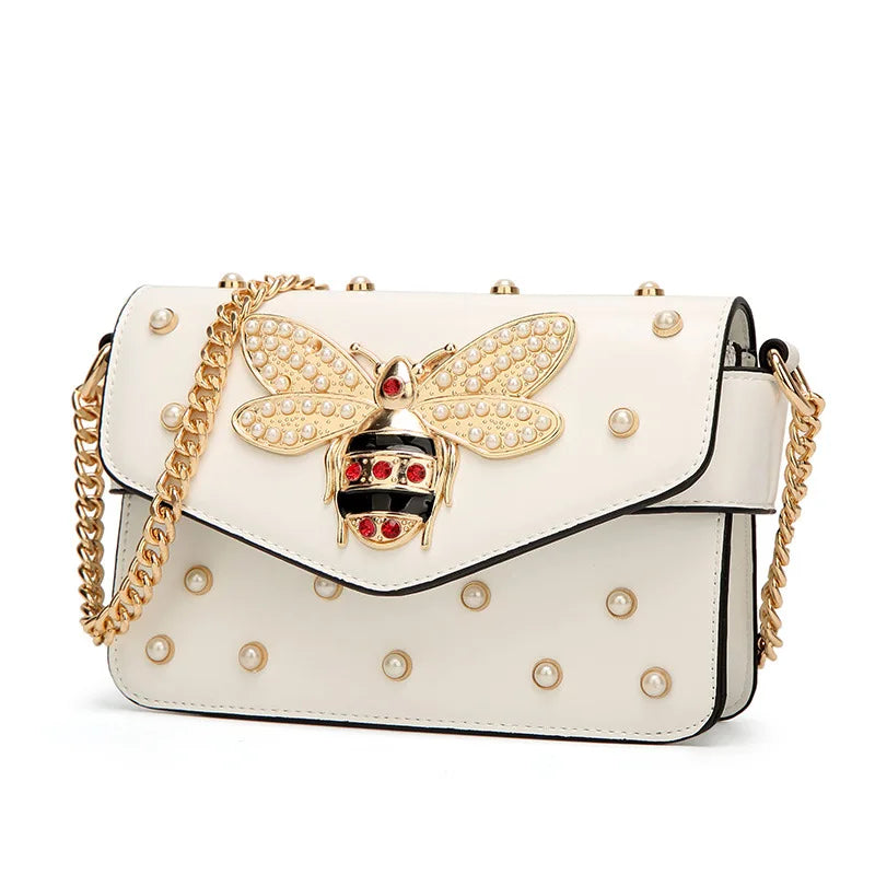 New Fashion Women's Bag Trend | Brand Pearl Bee Shoulder Bag & High Quality Temperament Ladies Crossbody Bag (Designer Luxury Handbag)