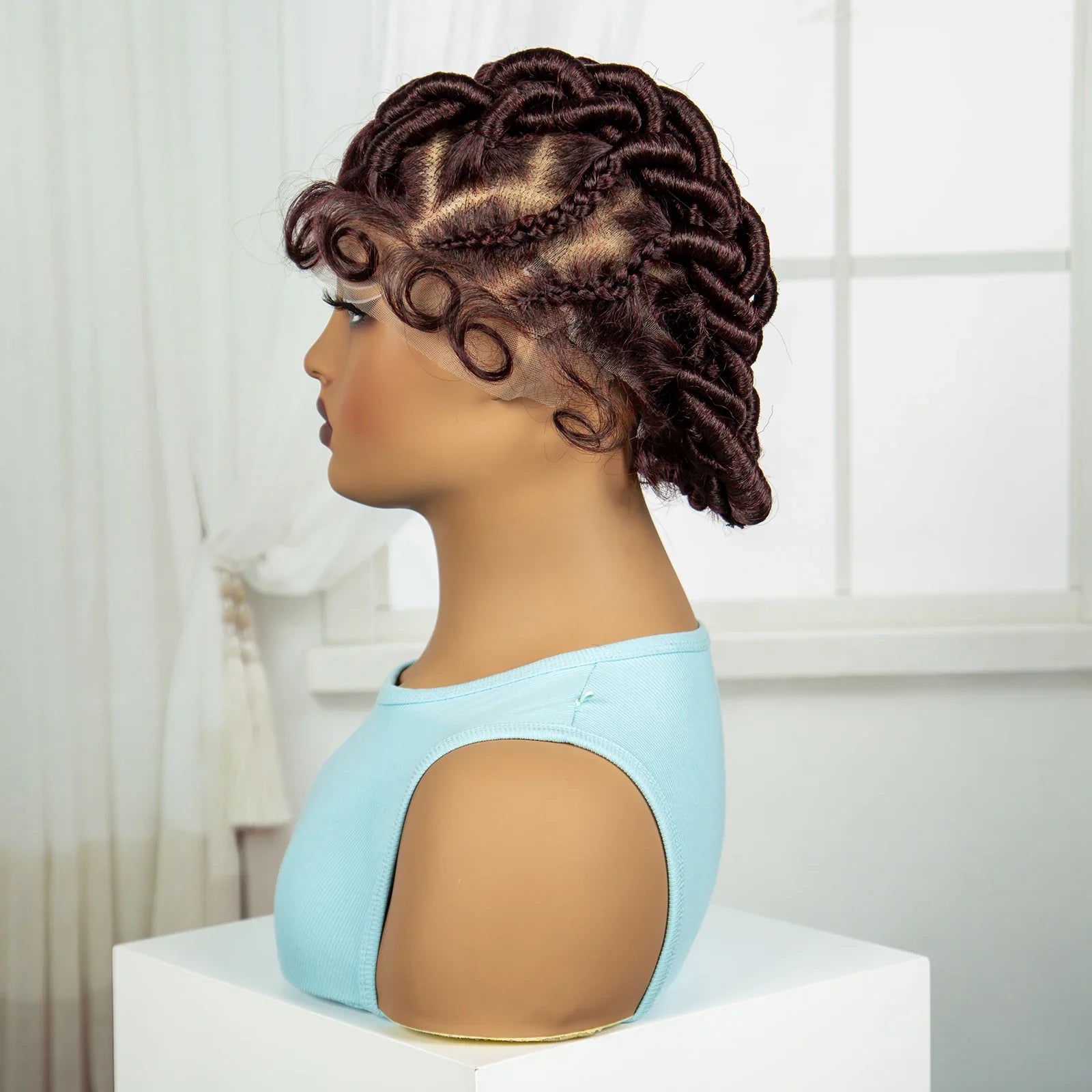 Ginger Orange Bantu Knotless Braids Wig | Full Lace | Baby Hair