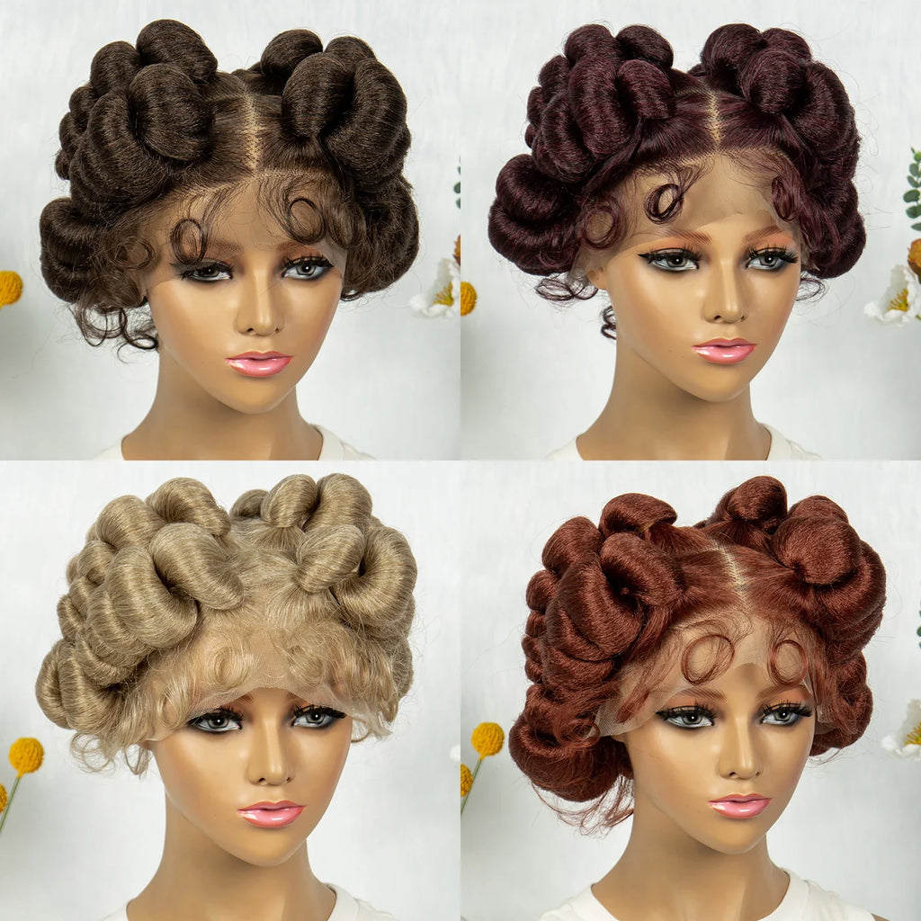 Handmade Bantu Knotless Box Braids Full Lace Wig | African Braiding Hair | Synthetic Wig