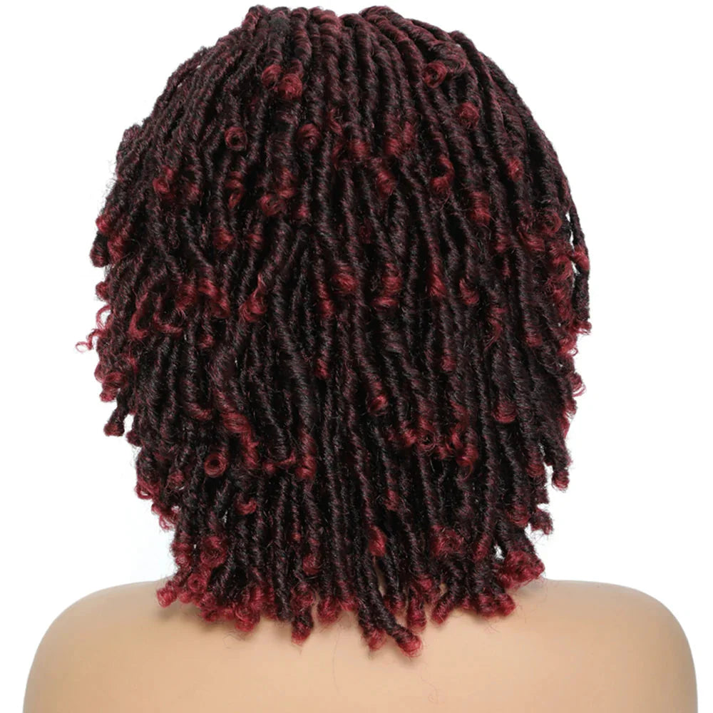 Soft Faux Locs Headband Wig - 6 Inch Ombre Dreadlock Wig for Black Women - Curly Braided Synthetic Wig with Headband - 1B, Burgundy, 27, 30, 613 Options